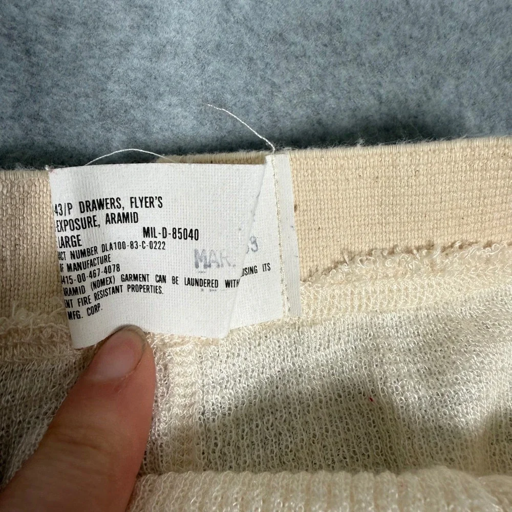 Vintage 1983 US Military CWU-44/P Undershirt & CWU-43/P Drawers Aramid Set Large